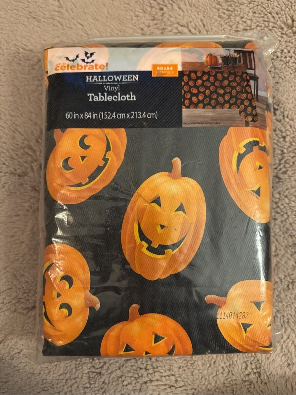 60x84 Vinyl Pumpkin Tablecloth NIP